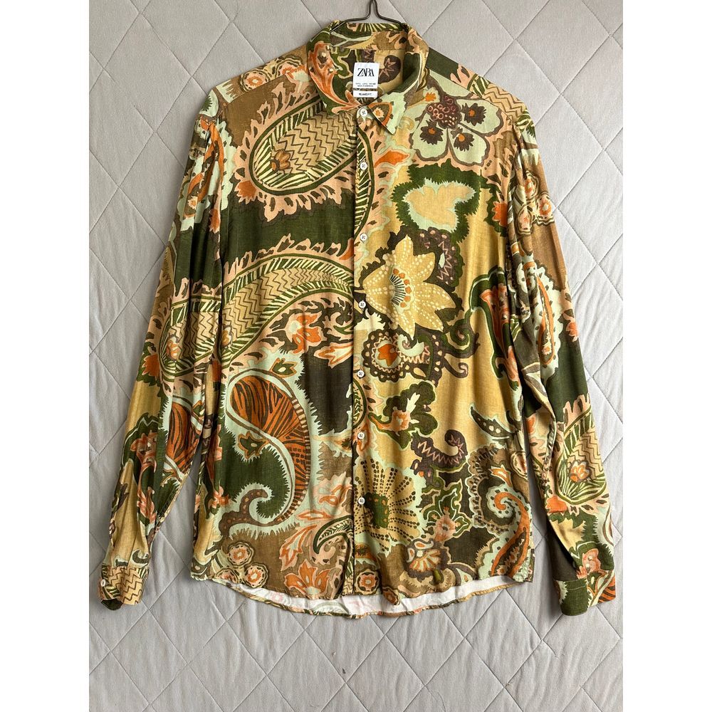 Zara Button Up Men's‎ Large Long Sleeve Relaxed Fit